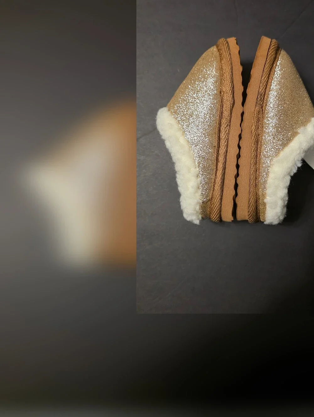 Polo by Ralph Lauren Kids' Gold Glitter Shearling Slippers